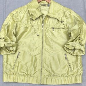 Chico’s Nylon Jacket Size Large Full Zip Three Quarter Tab Sleeves